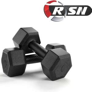 SHINE SPORTS Black PVC Dumbbell Set, 1 Pair Dumbbells, Hex Dumbbells ...