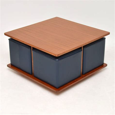 1960's Vintage Teak Coffee Table with Nesting Stools - Retrospective ...