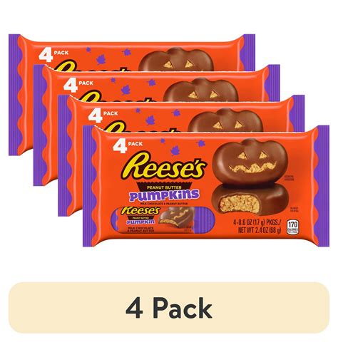 (4 pack) Reese's Milk Chocolate Peanut Butter Pumpkins Halloween Candy ...