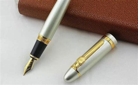 GOLD LEAF EXCLUSIVE JINHAO 159 FOUNTAIN PEN SHINE SILVER MEDIUM NIB ...