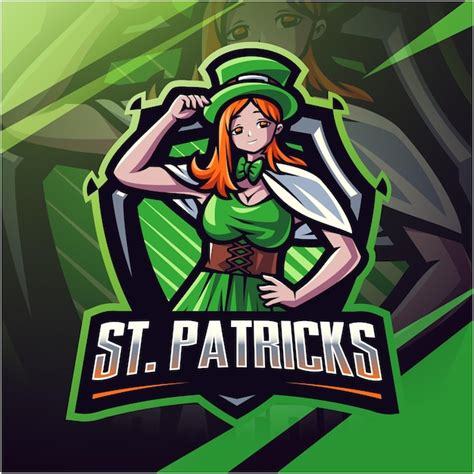 Kobold-Mädchen esport Maskottchen-Logo-Design | Premium Vektor