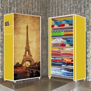 systumm 6 Shelf Eiffel Tower Printed PP Collapsible Wardrobe Price in ...