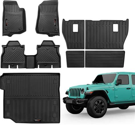 Custom for 2018-2024 Jeep Wrangler JL 4 Door Floor Mats Trunk Cargo ...