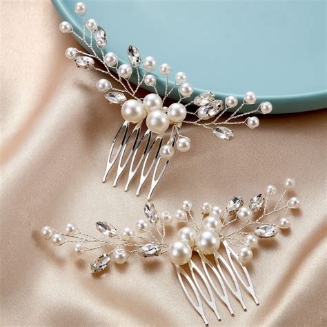 Amazon.com : 7PCS Pearl Wedding Hair Combs Bridal Headpiece Pearl Hair ...