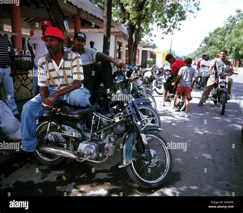 Motorcycle taxi stand in the city of Bani Dominican Republic Stock ...