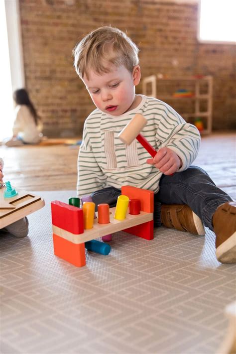 Wooden Peg Bench with Hammer - Montessori Toy – Tor's Story