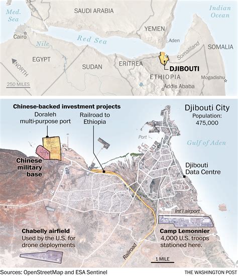 US and China's bases in Djibouti : MapPorn
