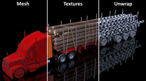 Freightliner Truck with Logging Trailer 3D model | 3D Molier International