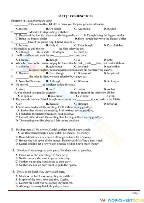 Image result for Conjunctions Worksheet