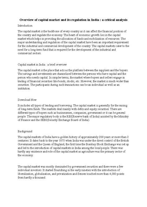 Overview of capital market and its regulation in India - The heart of ...