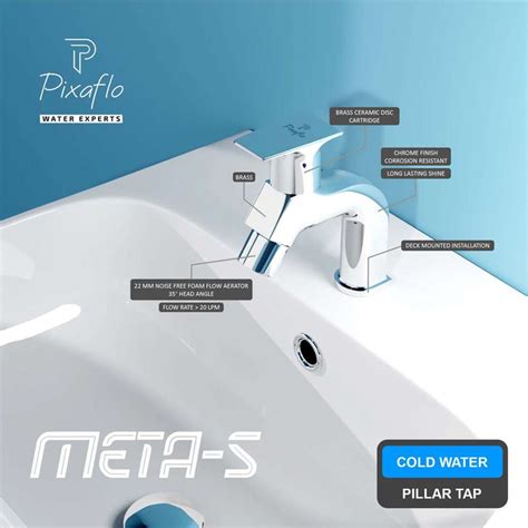 PIXAFLO Meta-S Brass Pillar Cock Tap for Wash Basin (Chrome) Meta-S ...