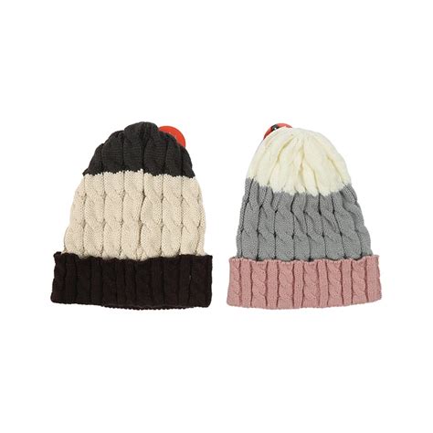 Gorro de Lana Tejido a Rayas con Pompón Canva - Negro/Crudo — Electroventas