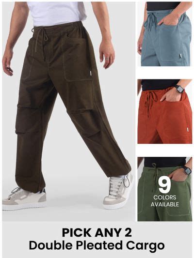 Buy Pick Any 2 - Double Pleated Cargo Joggers Combo for Men Online @Beyoung