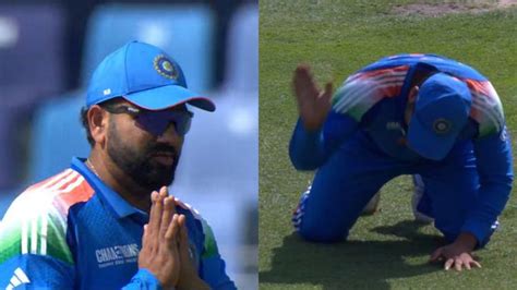 Dejected Rohit Sharma vents anger at himself after dropping sitter and ...