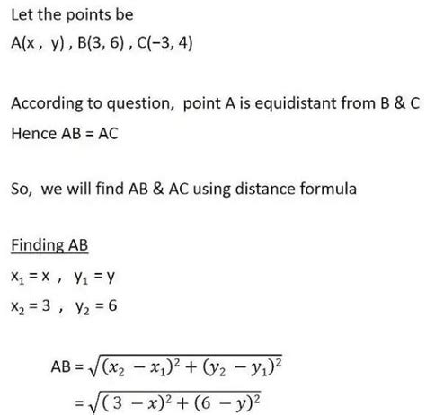 Find a relation btw x and y such that the point(x, y) is equidistant ...