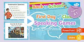 ESL First Day of Class Speaking Games PowerPoint [Kids, A1]