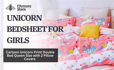 Filymore Unicorn Star Bed Sheet for Girls Kid bedsheet for Double Bed ...