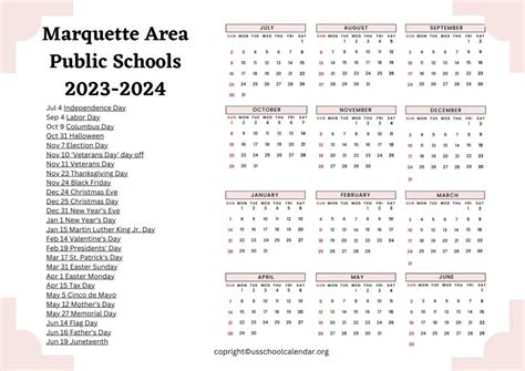 Marquette Public Schools Calendar - US School Calendar