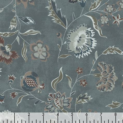 Windham Fabrics Garden Tale by Jeanne Horton Flourish Blue Suede | Quilt Fabric
