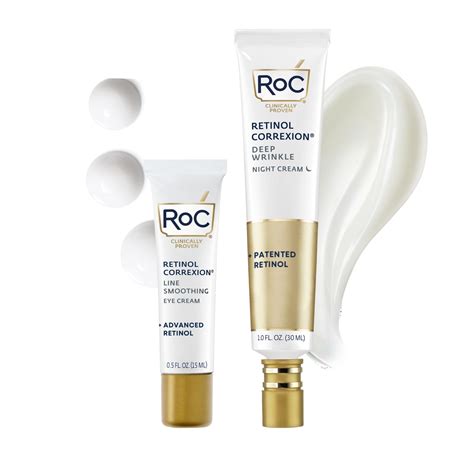 RoC Retinol Correxion Value Set Duo, Deep Wrinkle Anti-Aging Night Face Cream + Daily Under Eye ...