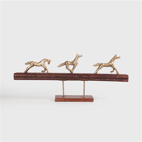 Buy Fiesta Brown And Gold Solid Polyresin Running Horses On Base ...