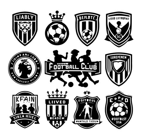 Les logos des clubs de football, les insignes, la silhouette noire, le ...