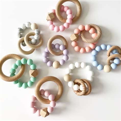 Silicone Teething Rattle Teething Ring Baby Teether Baby | Etsy