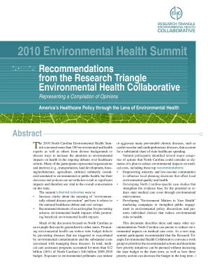 Fillable Online environmentalhealthcollaborative 2010 summit ...