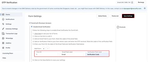 OTP Verification for FormCraft (Primium Version) form on WordPress