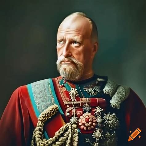 Portrait of King Harald V in traditional Norwegian attire on Craiyon