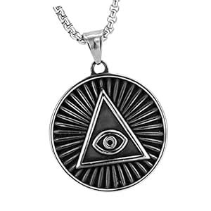 Buy COMBR Vintage Stainless Steel Round Pendant with Pyramid Triangle ...