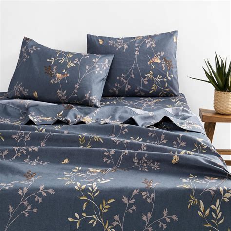 Amazon.com: HighBuy Blue Floral King Sheets Set 4 Piece Cooling Bedding ...