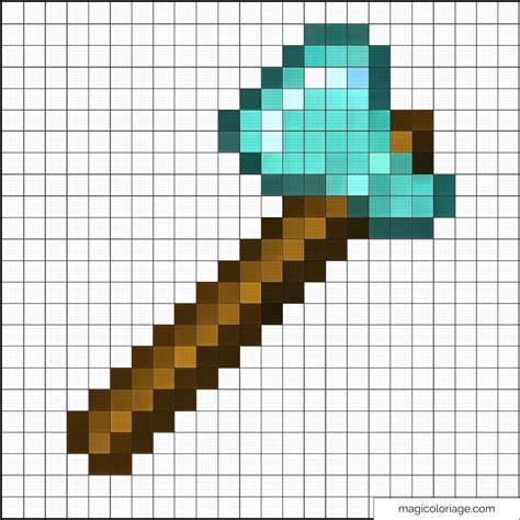 Minecraft Pixel Art: Easy Diamond Axe Creation