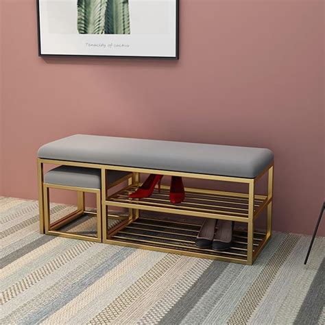 Dence Store Bench with Storage and Velvet Upholstery for The Entryway ...
