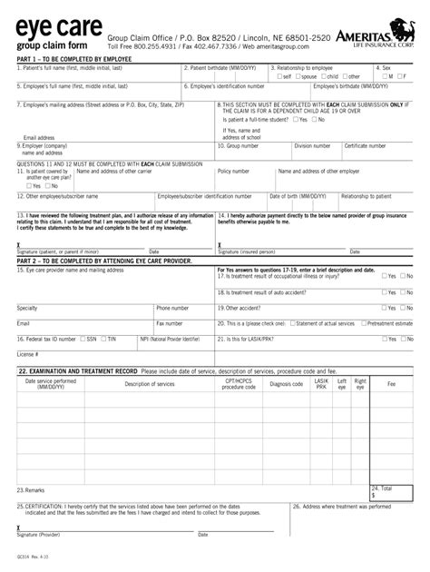 Fillable Online Vision Perfect Claim Form Fax Email Print - pdfFiller