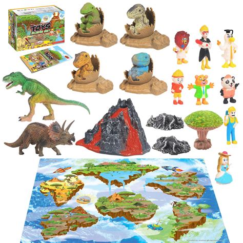 28pcs Jurassic Dinosaur Toys Activity Play Mat Creating A Dino ...