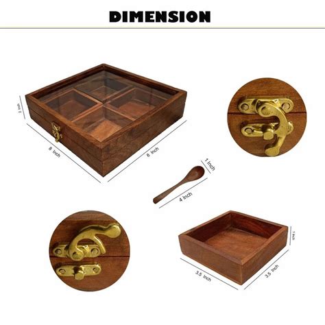 Wooden Spice Box - Square Wooded Spice Box Manufacturer from Saharanpur