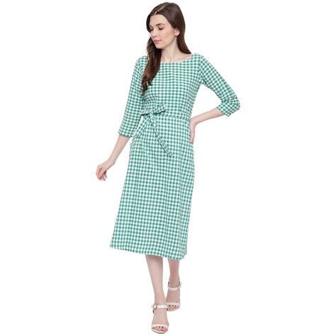 Buy Fabnest Women's A-Line Midi Dress (19JUN525, Green/White, XXX-Large ...