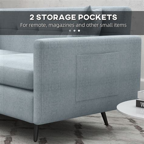 HOMCOM 165cm 2 Seater Sofa for Living Room, Modern Fabric Couch, Tufted ...