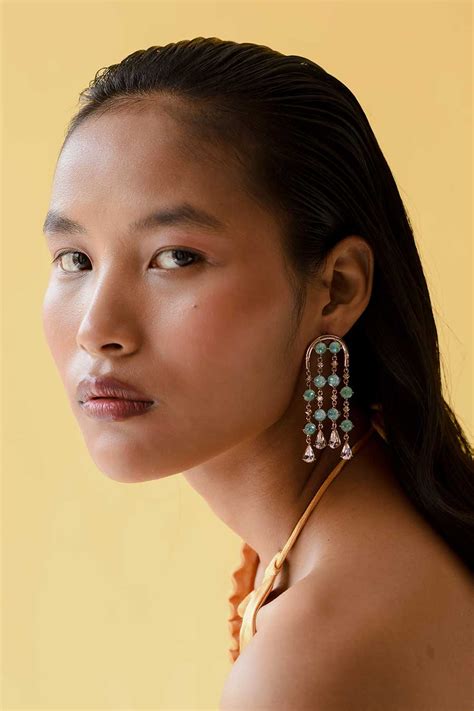 Shop Watermelon Sugar - Green Swarovski Drop Earrings by ESME CRYSTALS ...