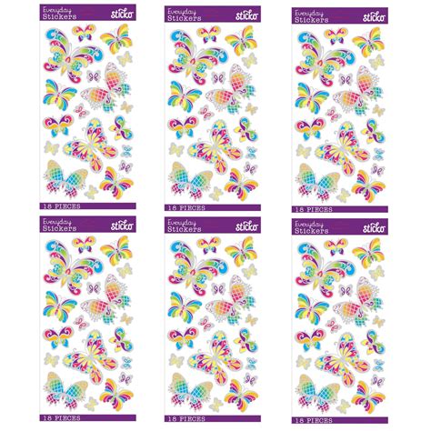 Multipack of 6 - Sticko Themed Stickers - Stained Glass Butterfly ...