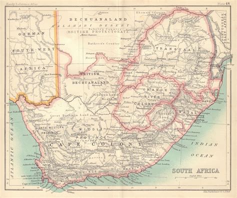 Cape Colony Bechuanaland Botswana. Southern Africa. BARTHOLOMEW 1898 ...