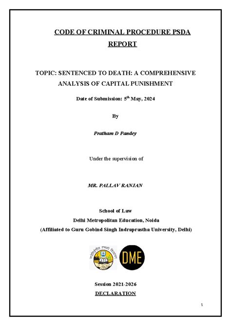 CRPC PSDA Report - CrPC - CODE OF CRIMINAL PROCEDURE PSDA REPORT TOPIC ...