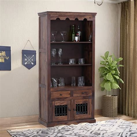 Royaloak Hilton Wooden Crockery Unit | Sheesham Wood | Powder Coated ...