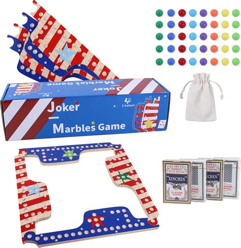 Amazon.com: Grhonior Marbles and Jokers Board Game Thickened Wood Pegs ...