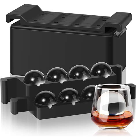 Mooues Clear Ice Ball Maker Mold, 8 Large Whiskey Ice Cubes Mold, 2 ...