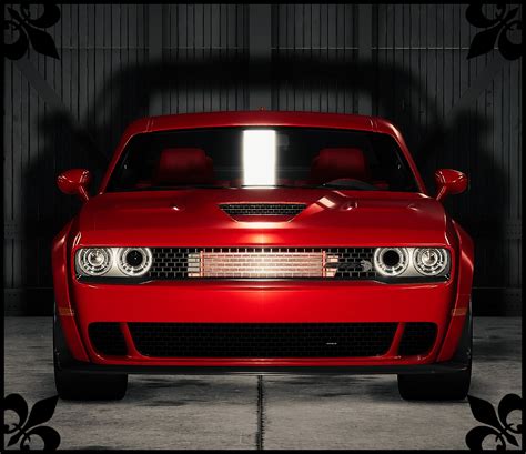 Red Dodge Challenger Hellcat