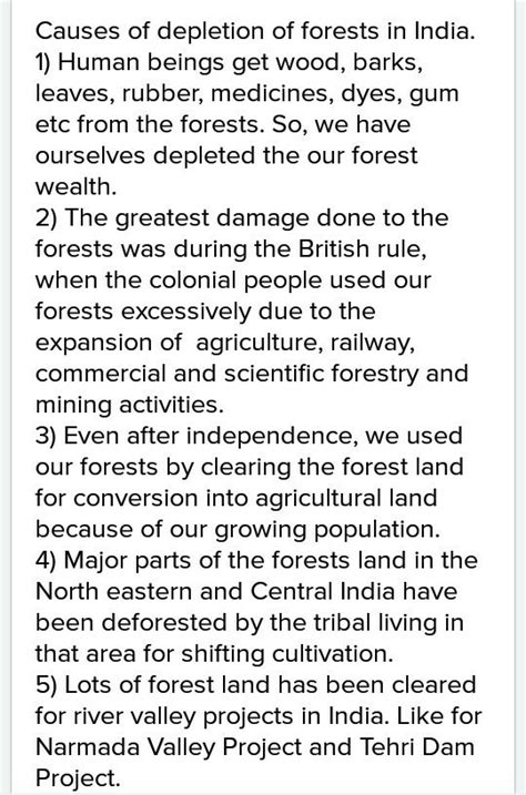 write down the reasons for the depletion of forest - Brainly.in