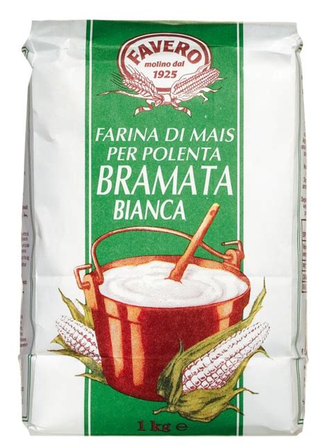 Farina di mais Bramata bianca, per polenta, tepung jagung kasar, putih ...