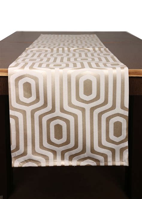 Get Cotton Jacquard Self Design Hexa Table Runner 4 Seater (13x60 ...